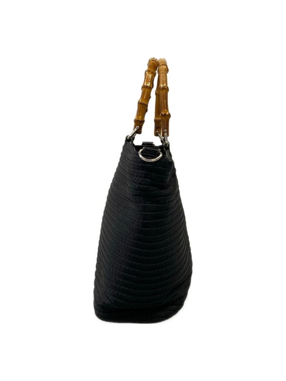 Gucci Tote Bag Bamboo Black Beige Leather - Picture 4 of 10